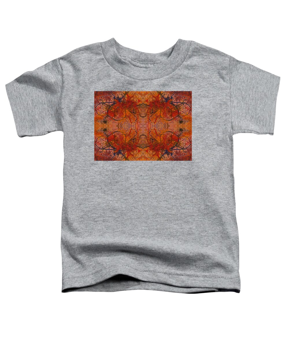 Aflame Toddler T-Shirt featuring the painting Aflame with Flower Quad HotWaxed version of Acrylic/Watercolour by Julia Woodman
