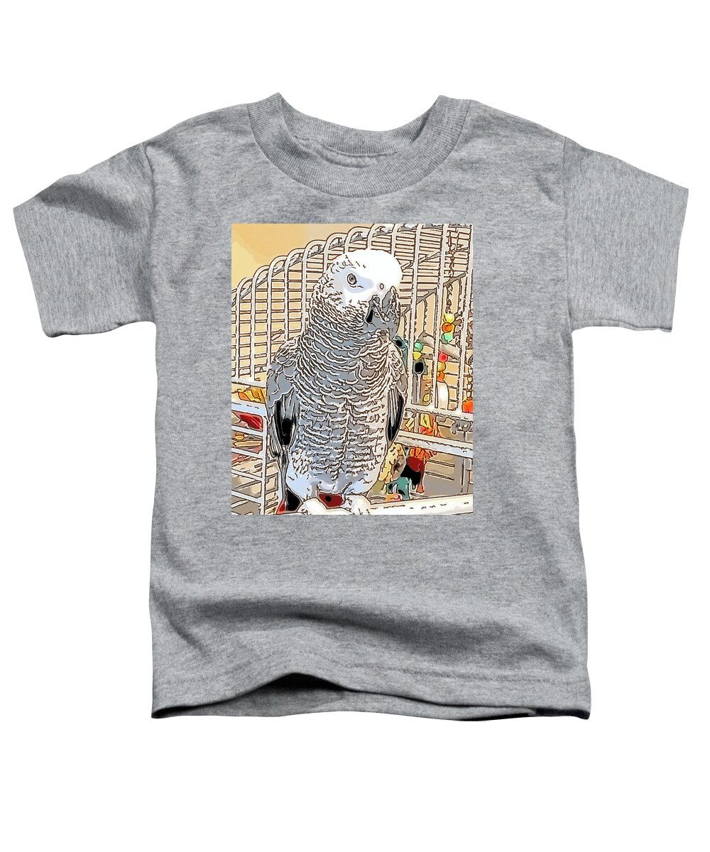 Pencil Toddler T-Shirt featuring the photograph African Grey Parrot in pencil by Jennifer Grossnickle