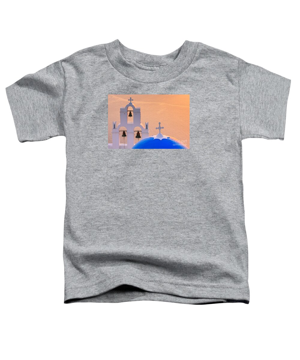 Aegean Toddler T-Shirt featuring the photograph Aghioi Theodoroi church at Firostefani, Santorini by Henk Meijer Photography