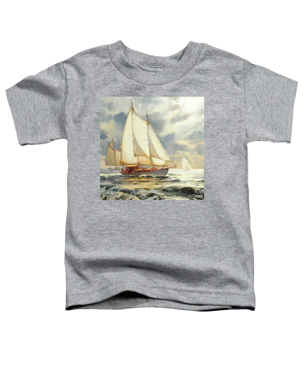 Sailboat Toddler T-Shirt featuring the painting Ahead of the Storm by Steve Henderson
