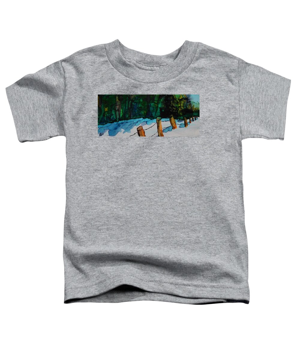 Alcohol Ink Toddler T-Shirt featuring the painting Old Fence - A 213 by Catherine Van Der Woerd