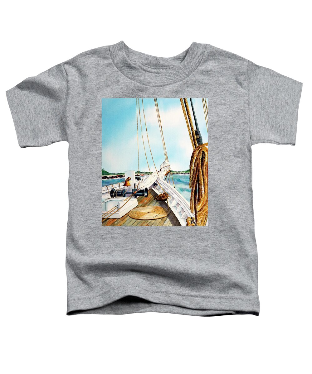 Nj Tall Ship Toddler T-Shirt featuring the painting A.J. Meerwald-Coming Home by Phyllis London