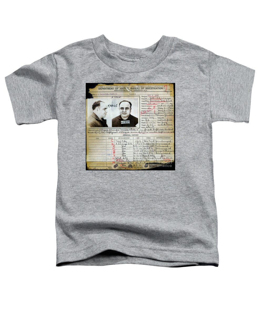Al Capone Mugshot Toddler T-Shirt featuring the photograph Al Capone Mugshot and Criminal History by Jon Neidert