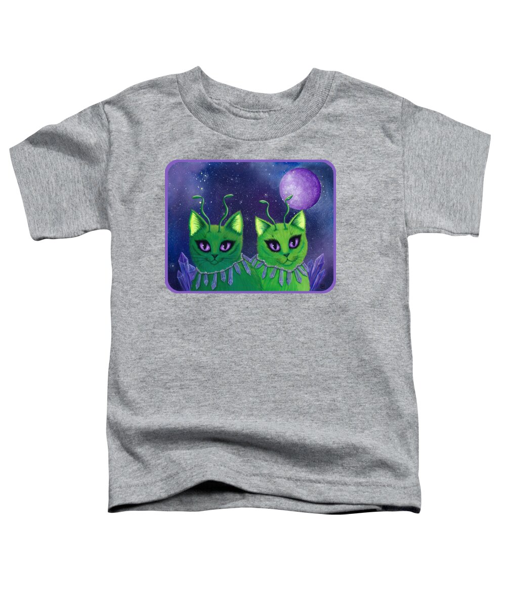 Alien Cats Toddler T-Shirt featuring the painting Alien Cats by Carrie Hawks