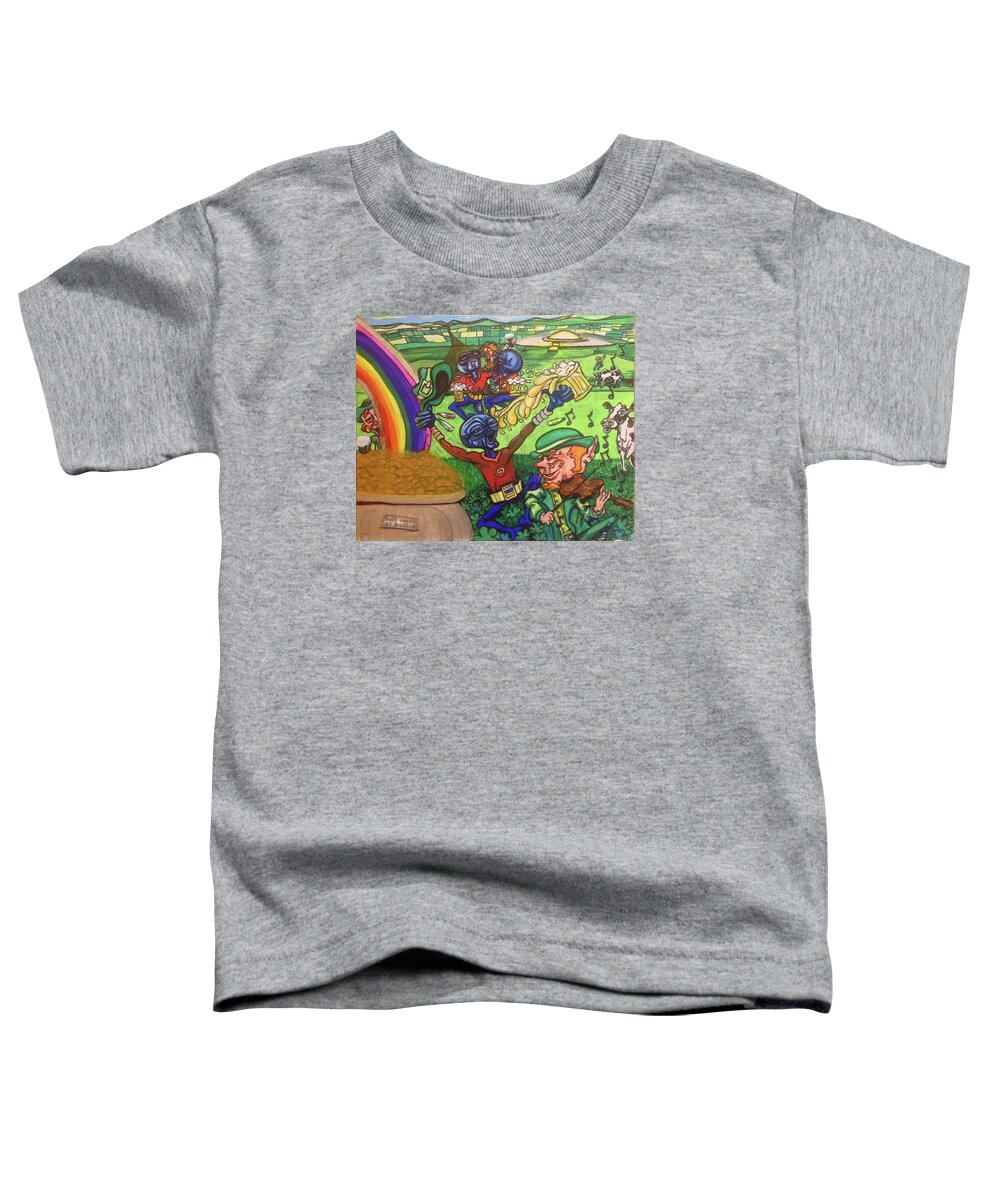 Erin Go Brag Toddler T-Shirt featuring the painting Alien Go Bragh by Similar Alien