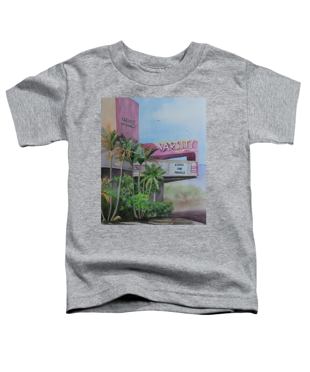 Hawaii Toddler T-Shirt featuring the painting Aloha Varsity Theater by Kelly Miyuki Kimura