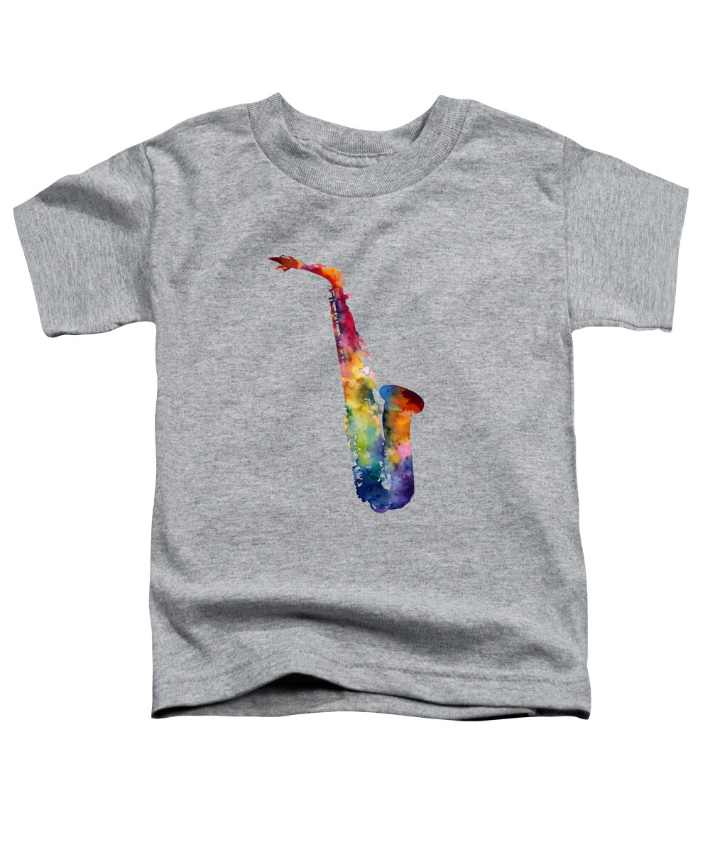 Alto Sax Toddler T-Shirt featuring the painting Alto Sax by Hailey E Herrera