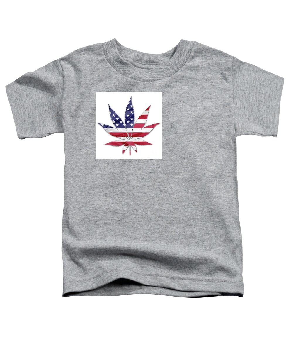 Usa Toddler T-Shirt featuring the photograph American cannabis leaf by Benny Marty