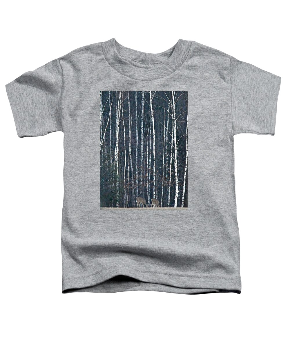 Deer Toddler T-Shirt featuring the photograph Among the Birch by Michael Peychich