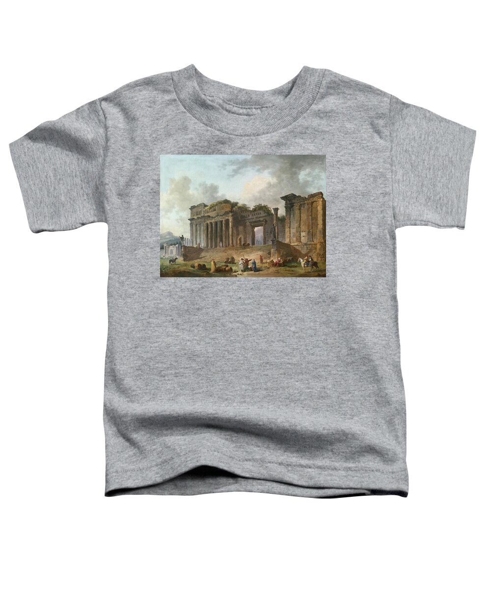Hubert Robert Toddler T-Shirt featuring the painting An Architectural Capriccio with an Artist Sketching in the Foreground by Hubert Robert