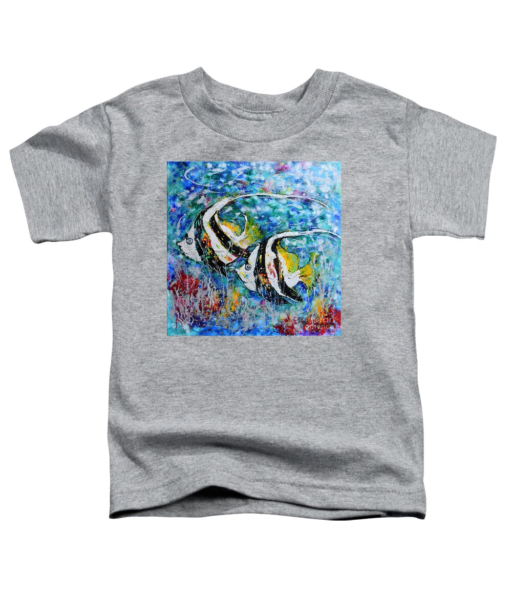 Angel Fish Toddler T-Shirt featuring the painting Angel Fish by Jyotika Shroff