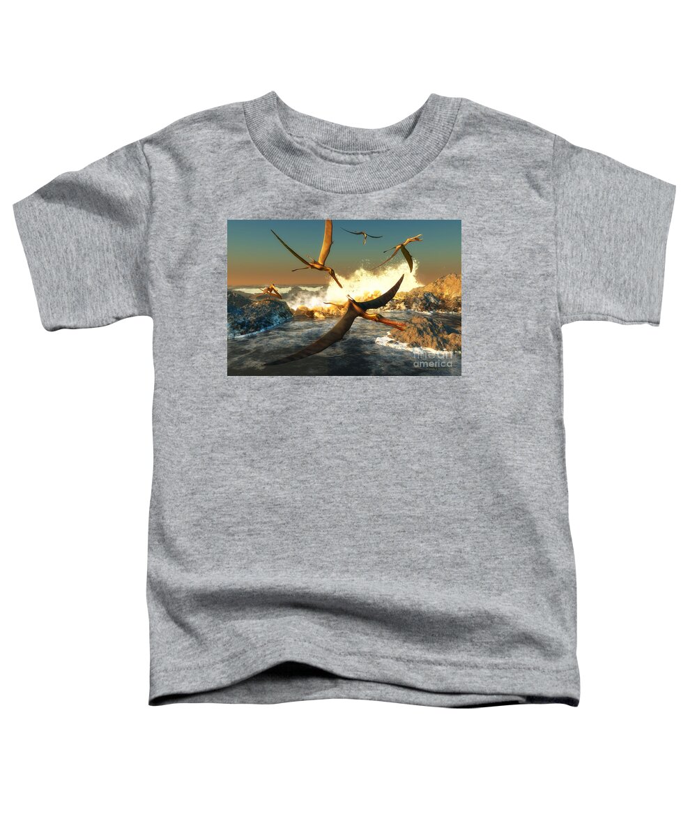 Anhanguera Toddler T-Shirt featuring the painting Anhanguera Fishing by Corey Ford
