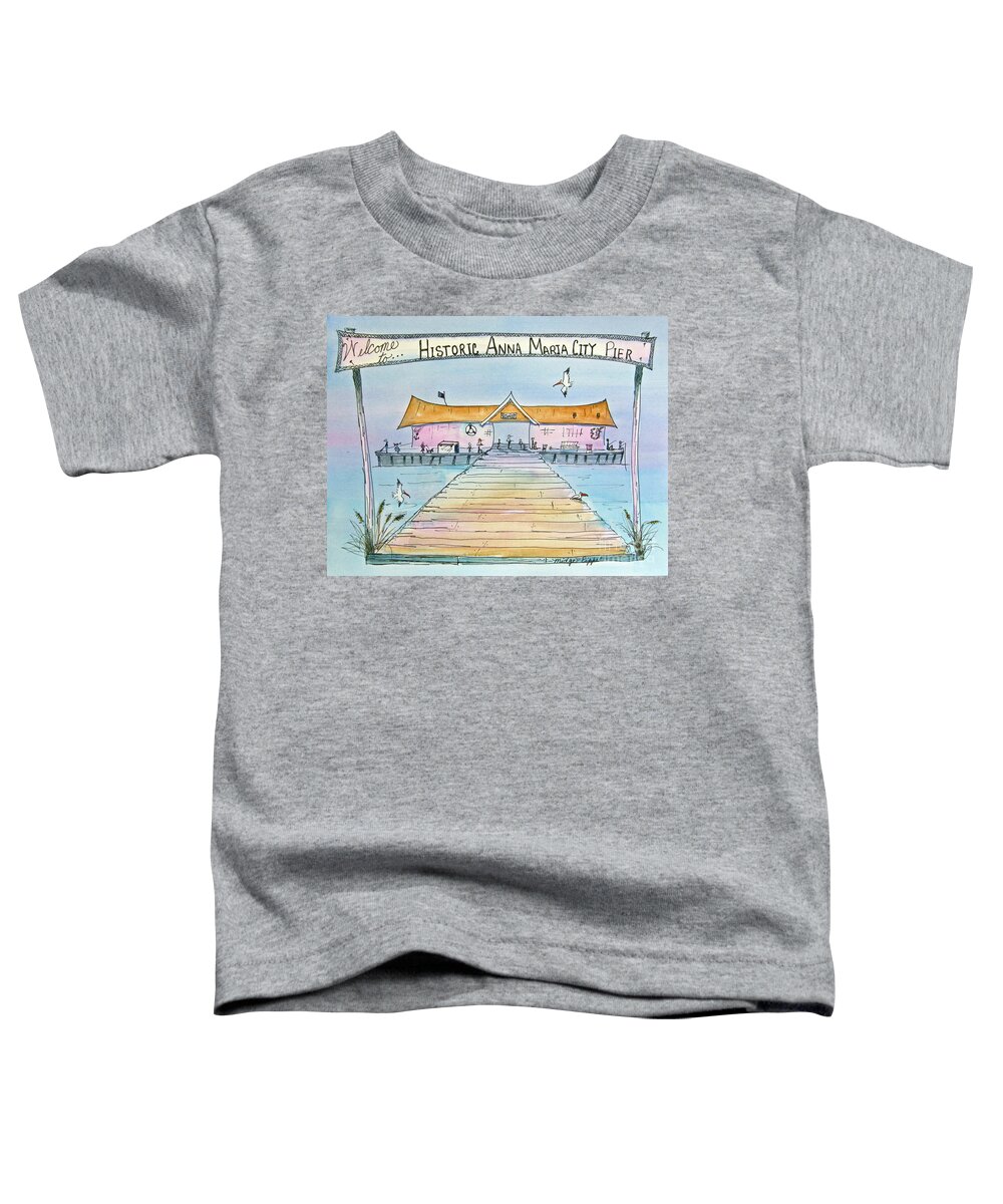 Anna Maria Island Toddler T-Shirt featuring the painting Anna Maria City Pier by Midge Pippel