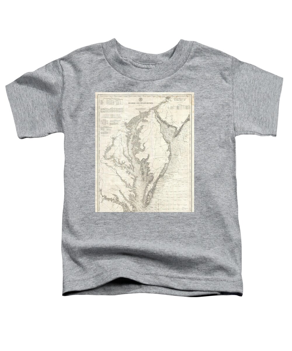 Antique Survey Map Of Delaware And Chesapeake Bays Toddler T-Shirt featuring the drawing Antique Maps - Old Cartographic maps - Antique Survey Map of the Delaware and Chesapeake bays, 1893 by Studio Grafiikka