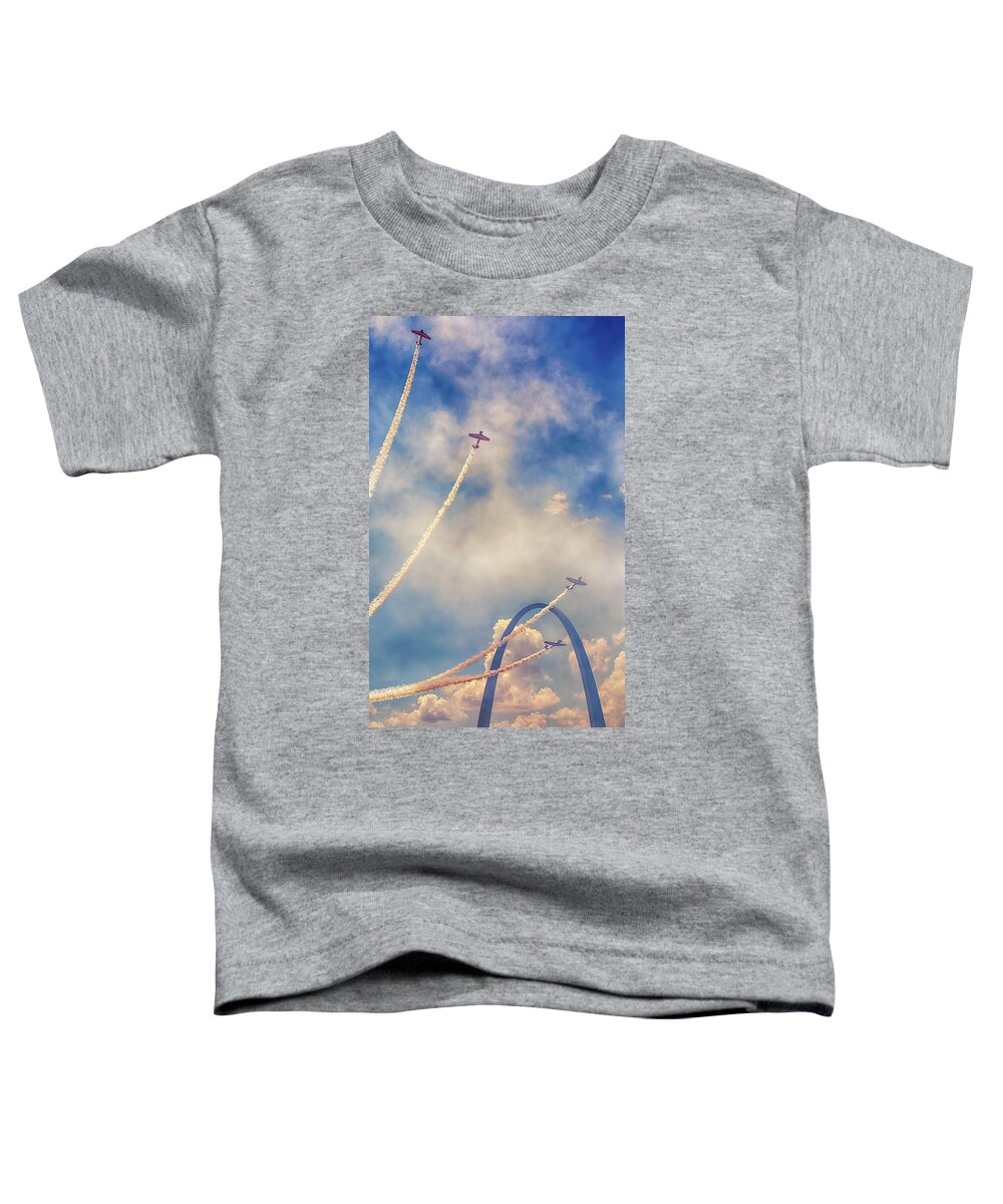 Aeroshell Toddler T-Shirt featuring the photograph Arch Flight by Susan Rissi Tregoning