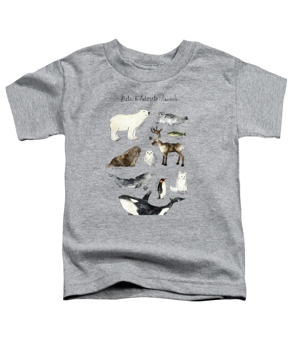 Chart Toddler T-Shirt featuring the painting Arctic and Antarctic Animals by Amy Hamilton