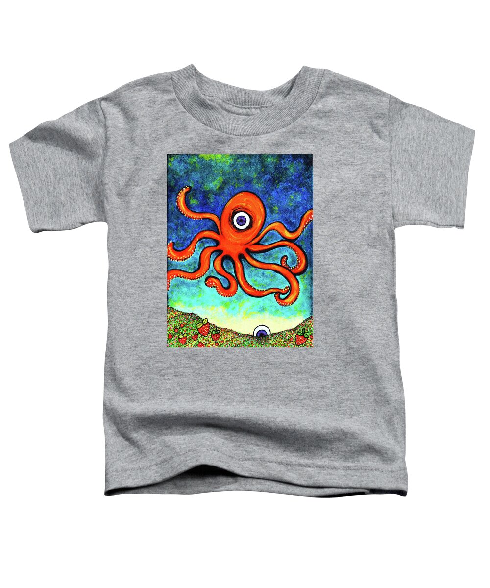 Octopus Toddler T-Shirt featuring the painting Octopus's Garden Of Hearts by Meghan Elizabeth