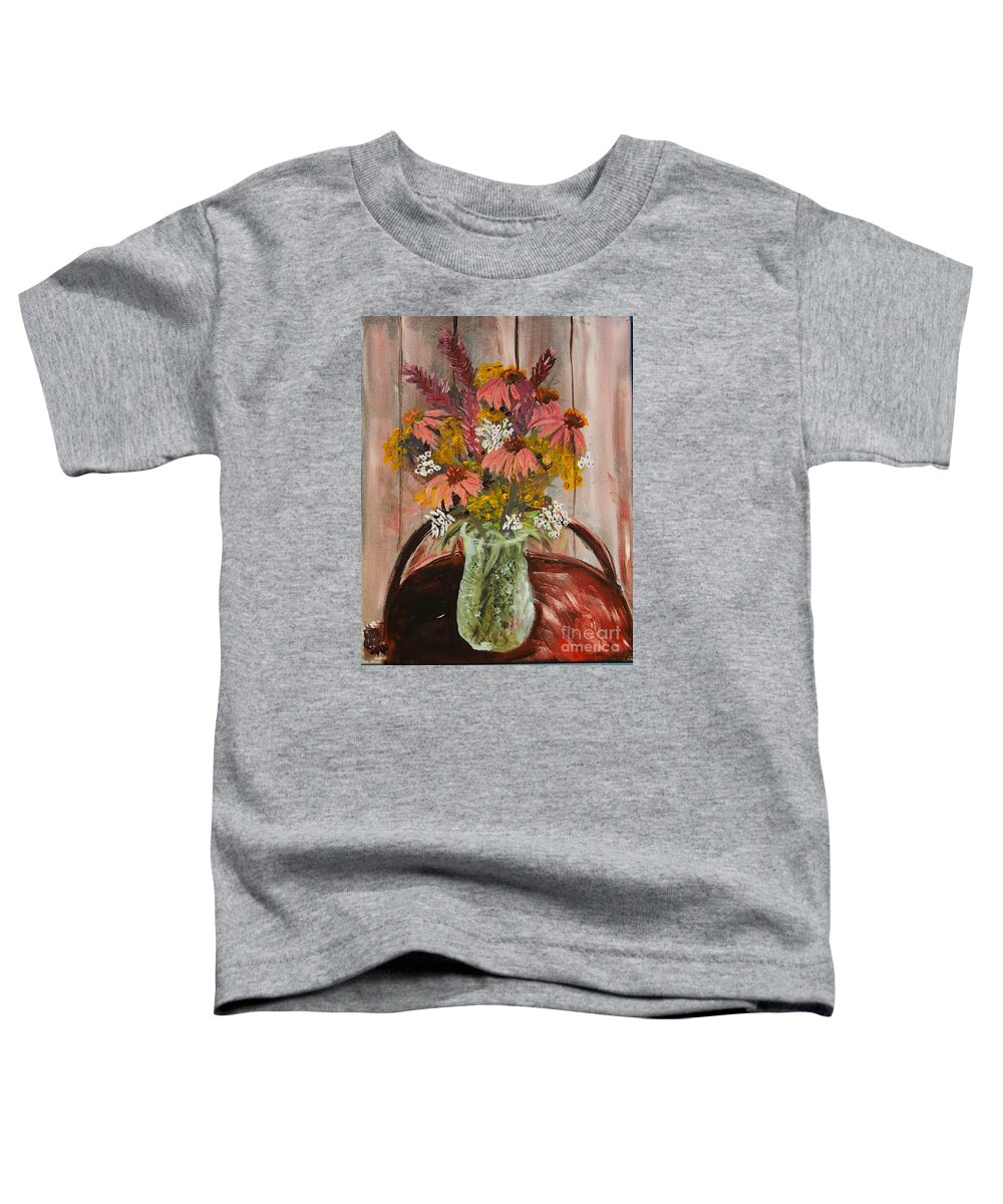  Toddler T-Shirt featuring the painting August Flowers by Francois Lamothe