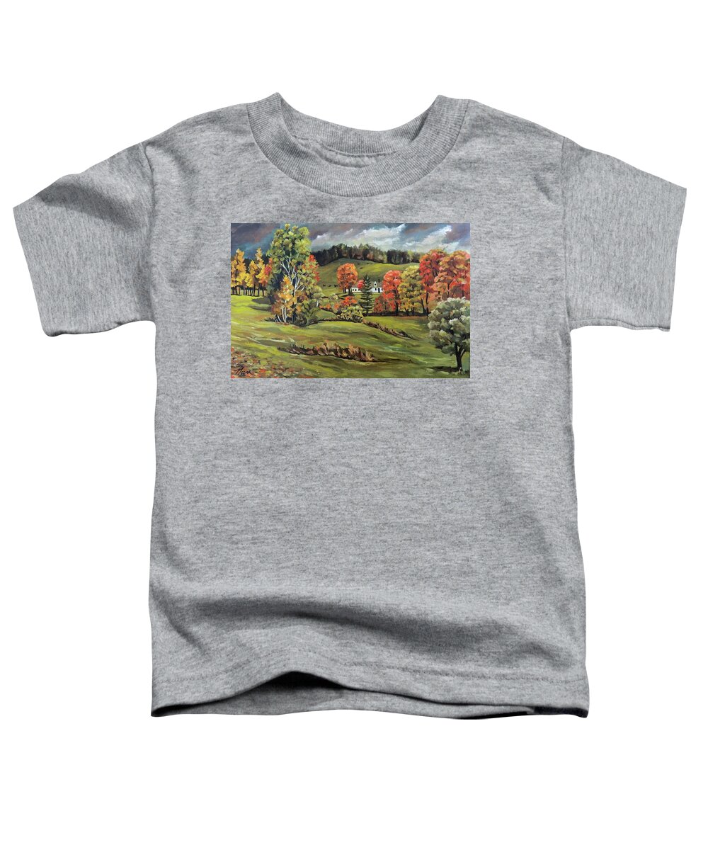 Autumn Toddler T-Shirt featuring the painting Autumn off the Back Road in Vermont by Nancy Griswold