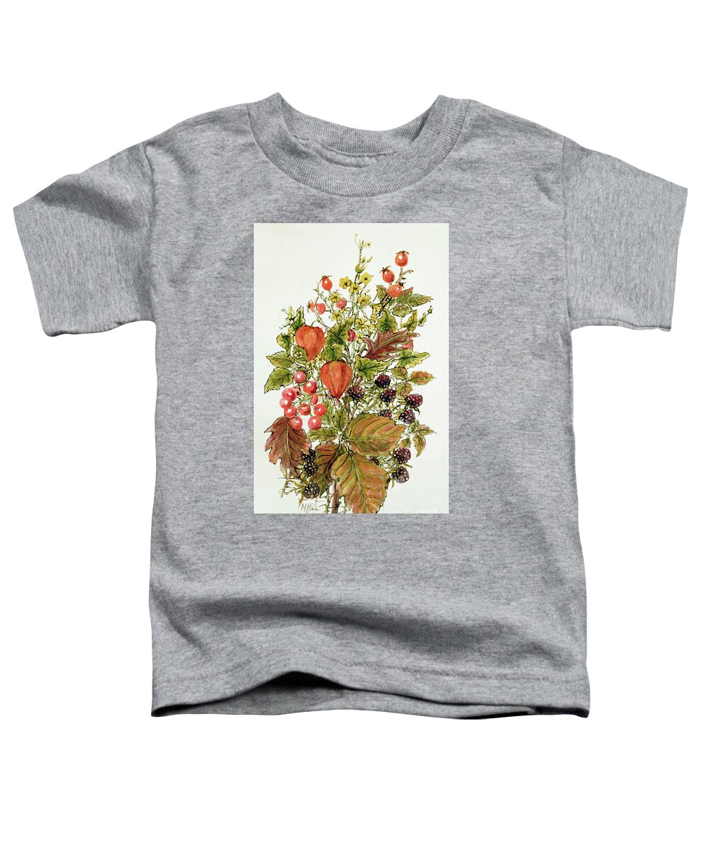 Hedgerow Toddler T-Shirt featuring the painting Autumn posy by Nell Hill