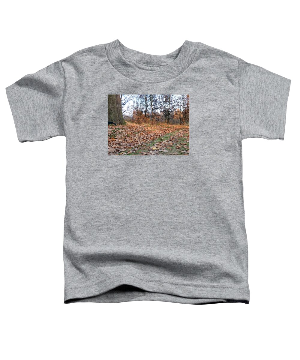 Autumn Toddler T-Shirt featuring the photograph Autumn road by Lukasz Ryszka
