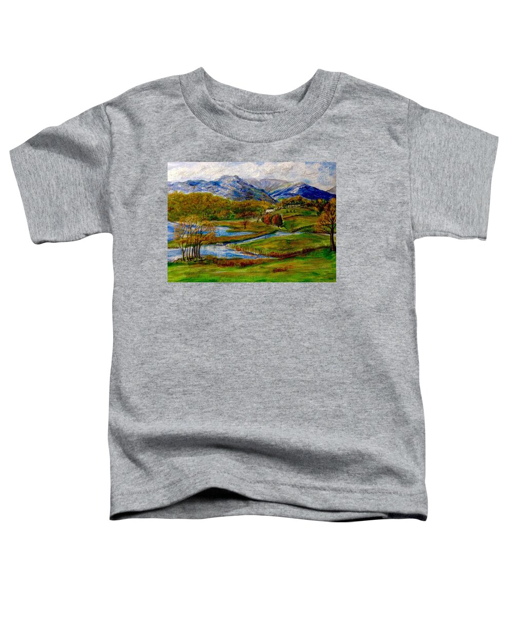 Loch Lomond Toddler T-Shirt featuring the painting Autumn View of The Trossachs by Joan-Violet Stretch