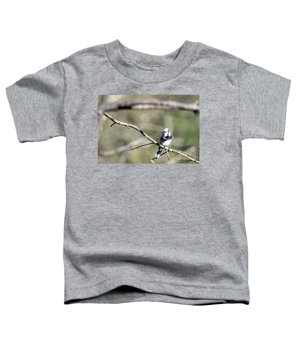 Blue Jay Toddler T-Shirt featuring the digital art Backyard Blue Jay Oil by Ed Taylor