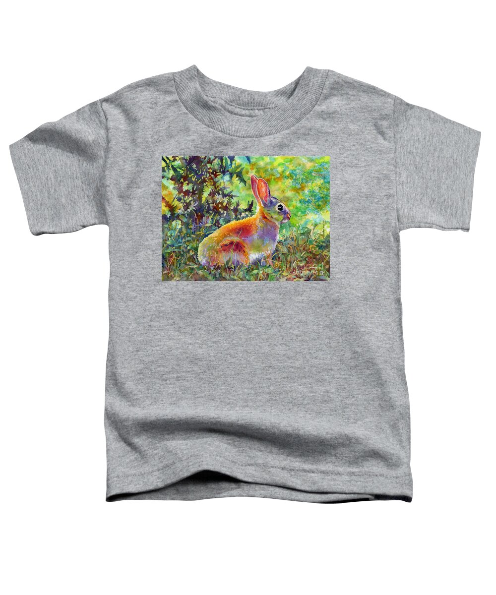 Bunny Toddler T-Shirt featuring the painting Backyard Bunny by Hailey E Herrera