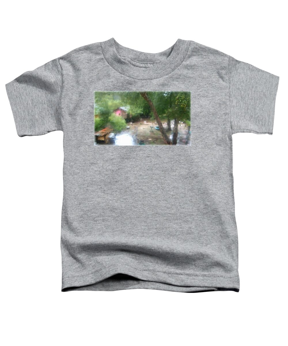  Toddler T-Shirt featuring the mixed media Backyard Rain by YoMamaBird Rhonda