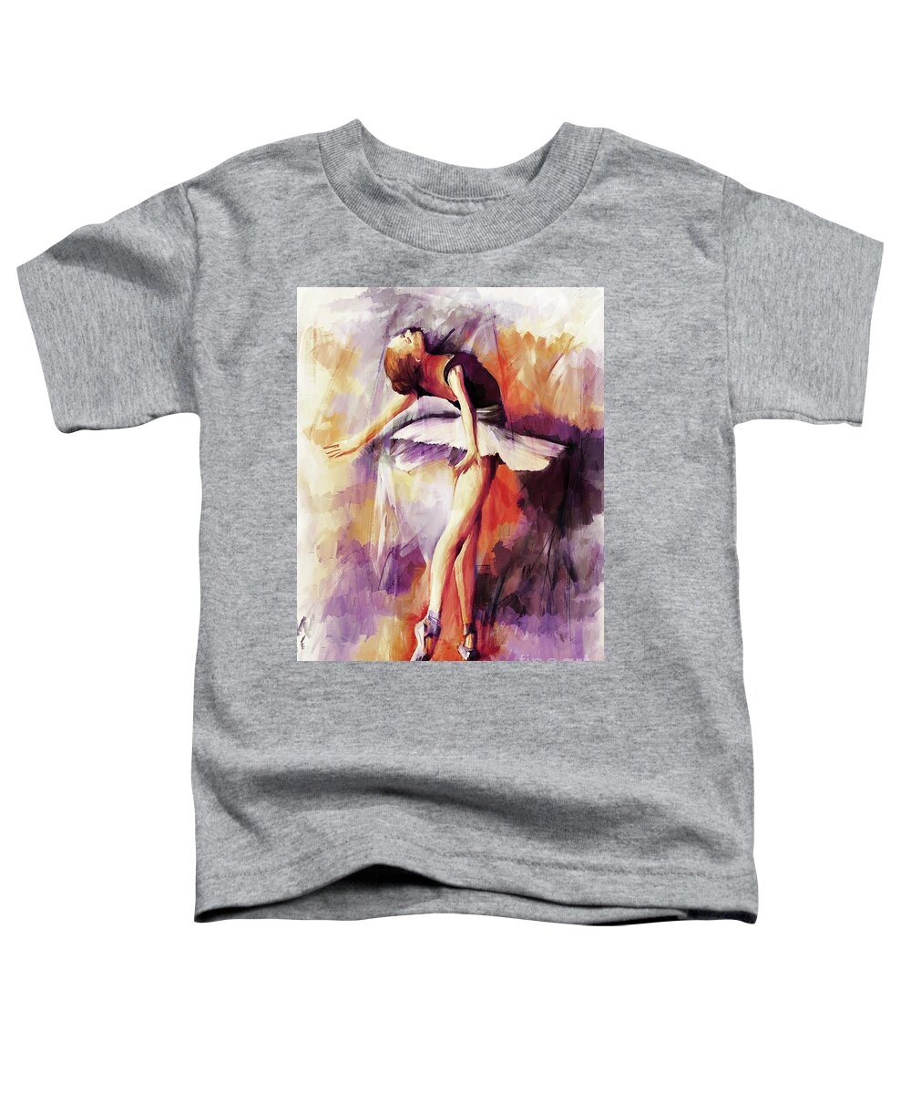 Ballerina Toddler T-Shirt featuring the painting Ballerina Woman 77201 by Gull G