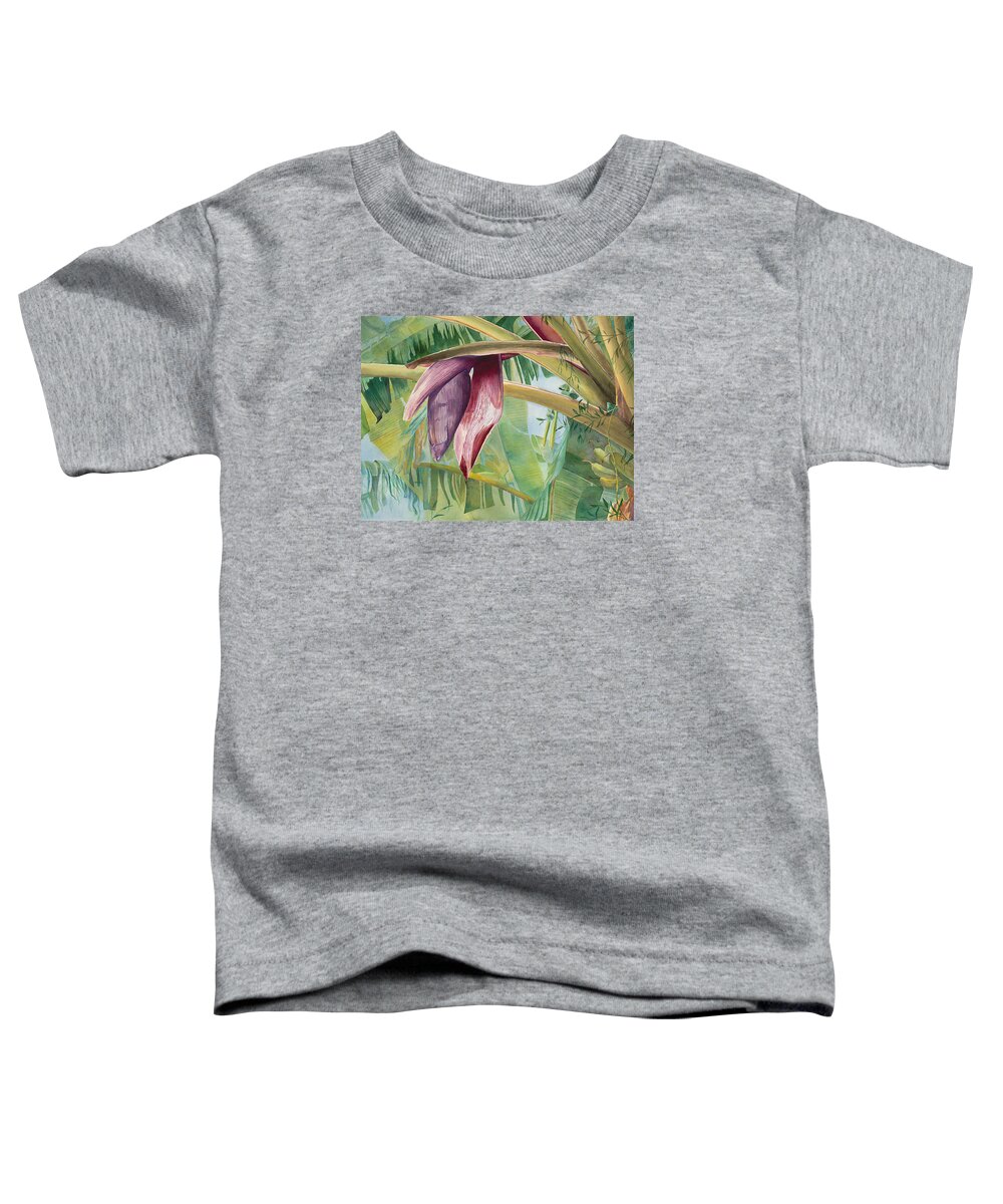 Bananas Toddler T-Shirt featuring the painting Banana Flower by AnnaJo Vahle