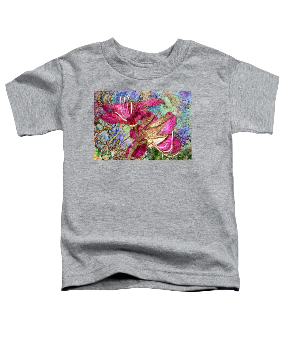 Batik Toddler T-Shirt featuring the digital art Batik Lilies by Barbara Berney