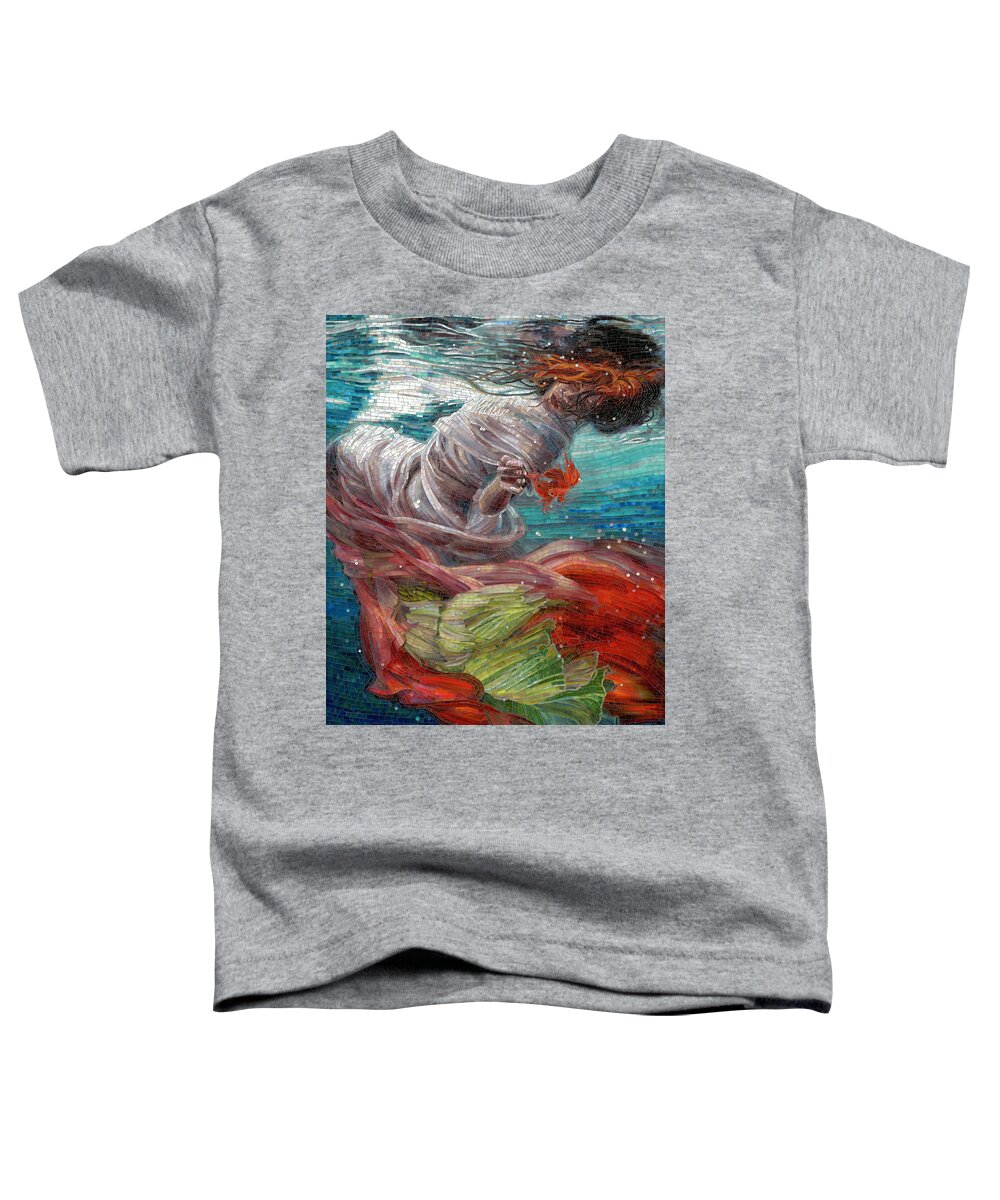 Mermaid Toddler T-Shirt featuring the painting Batyam by Mia Tavonatti