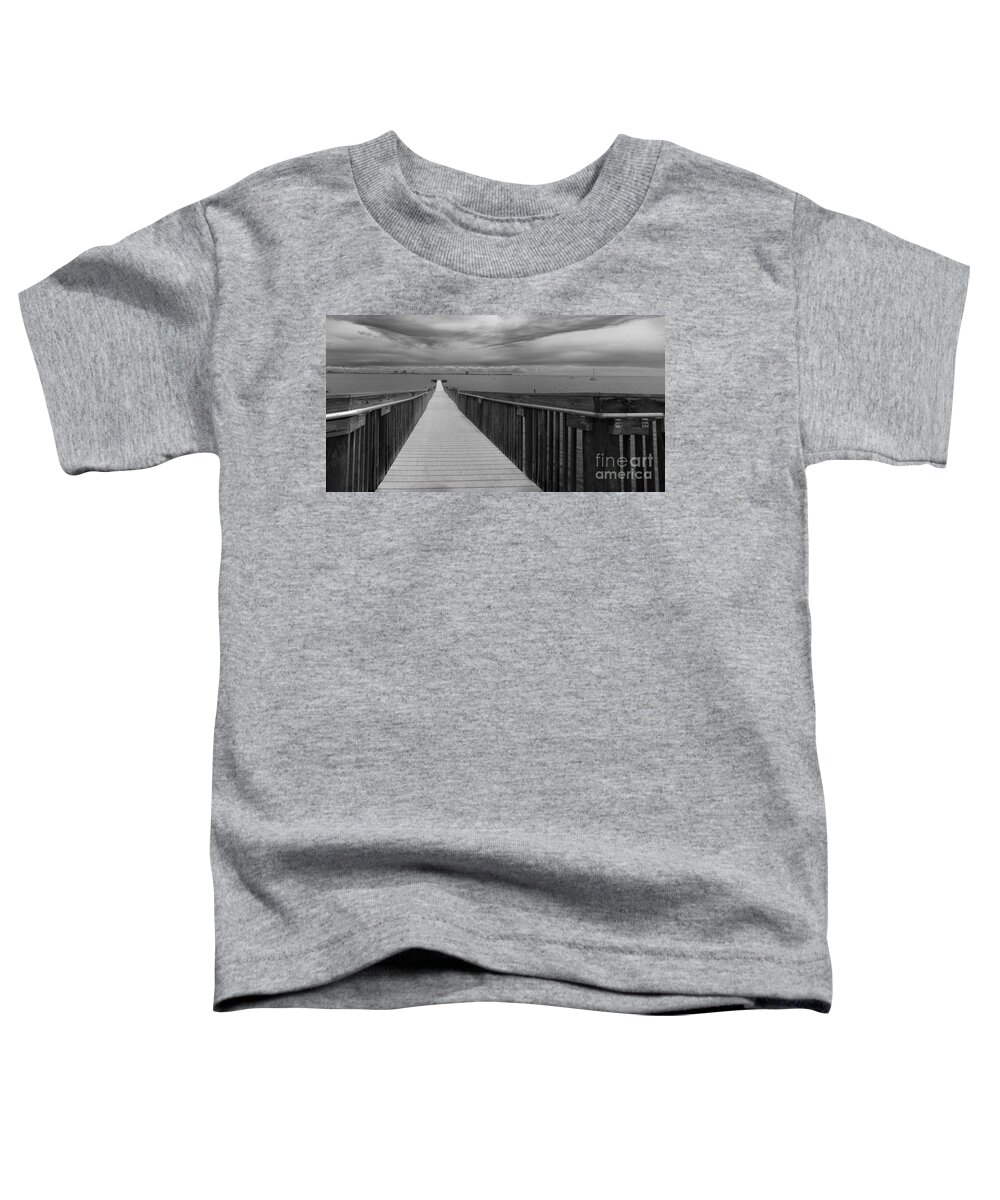 Clouds Toddler T-Shirt featuring the photograph Bay Pier by Metaphor Photo