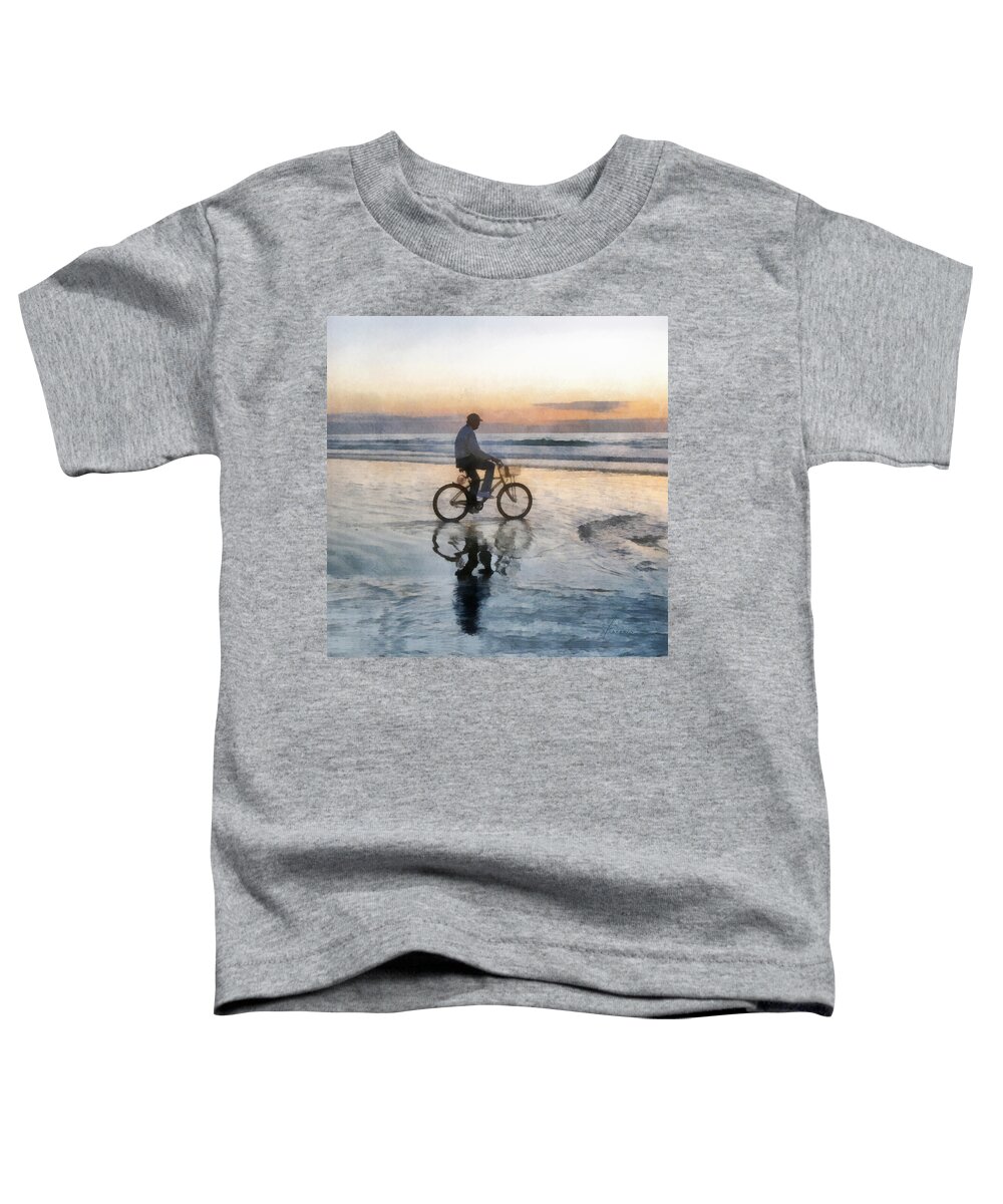 Beach Toddler T-Shirt featuring the digital art Beach Biker by Frances Miller