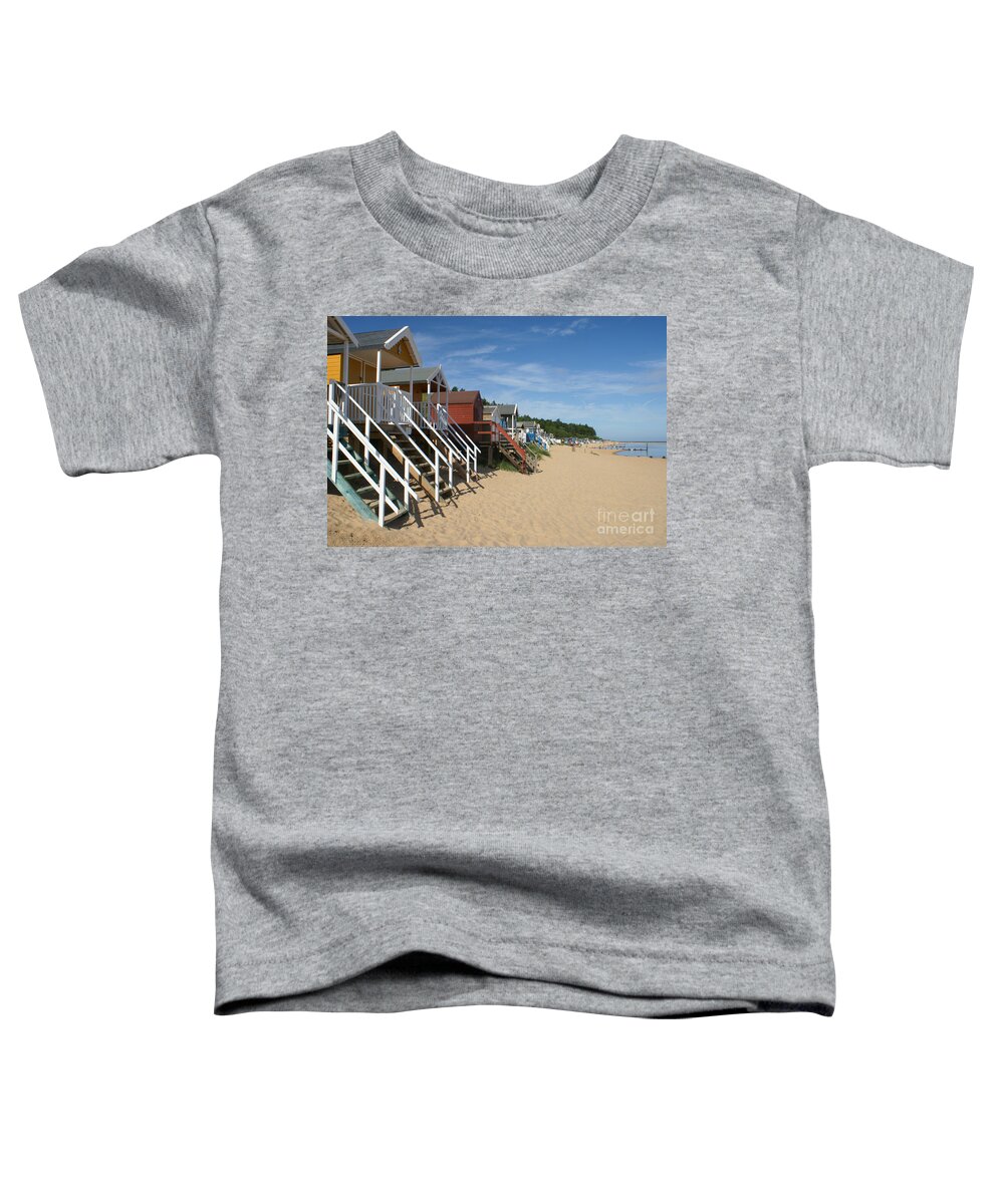 Beach Toddler T-Shirt featuring the photograph Beach huts at Wells Next the Sea England. by David Birchall