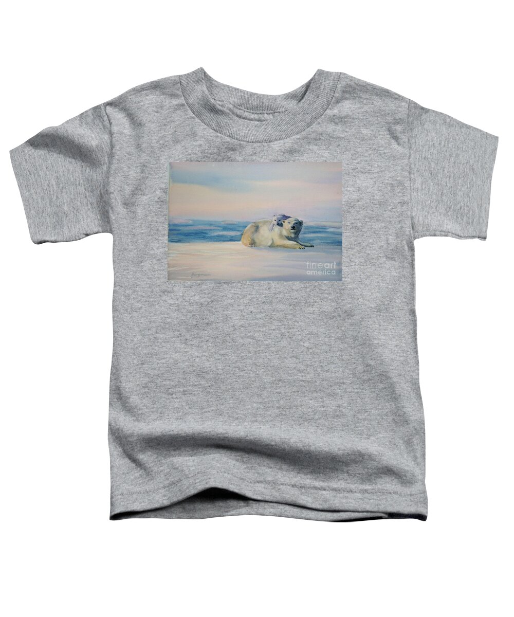 Polar Bear Toddler T-Shirt featuring the painting Bear Hug by Petra Burgmann