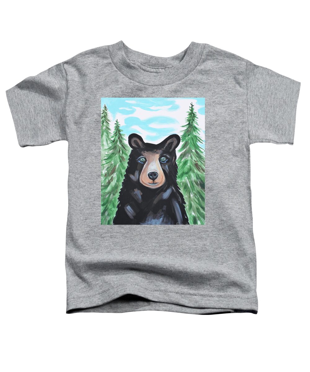 Bear Toddler T-Shirt featuring the painting Bear in the Woods by Elizabeth Robinette Tyndall