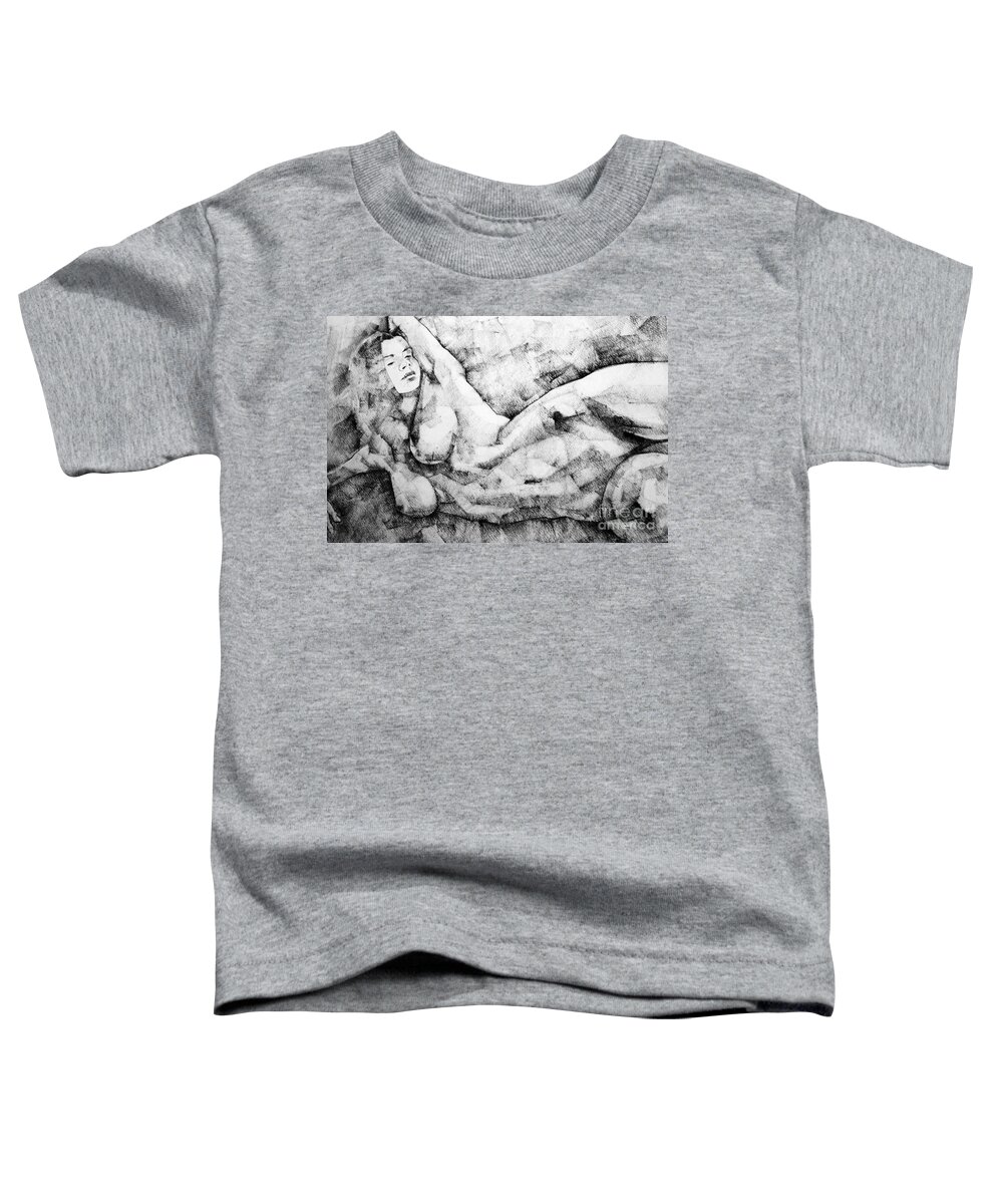 Drawing Toddler T-Shirt featuring the drawing Beautiful young girl pencil art drawing by Dimitar Hristov