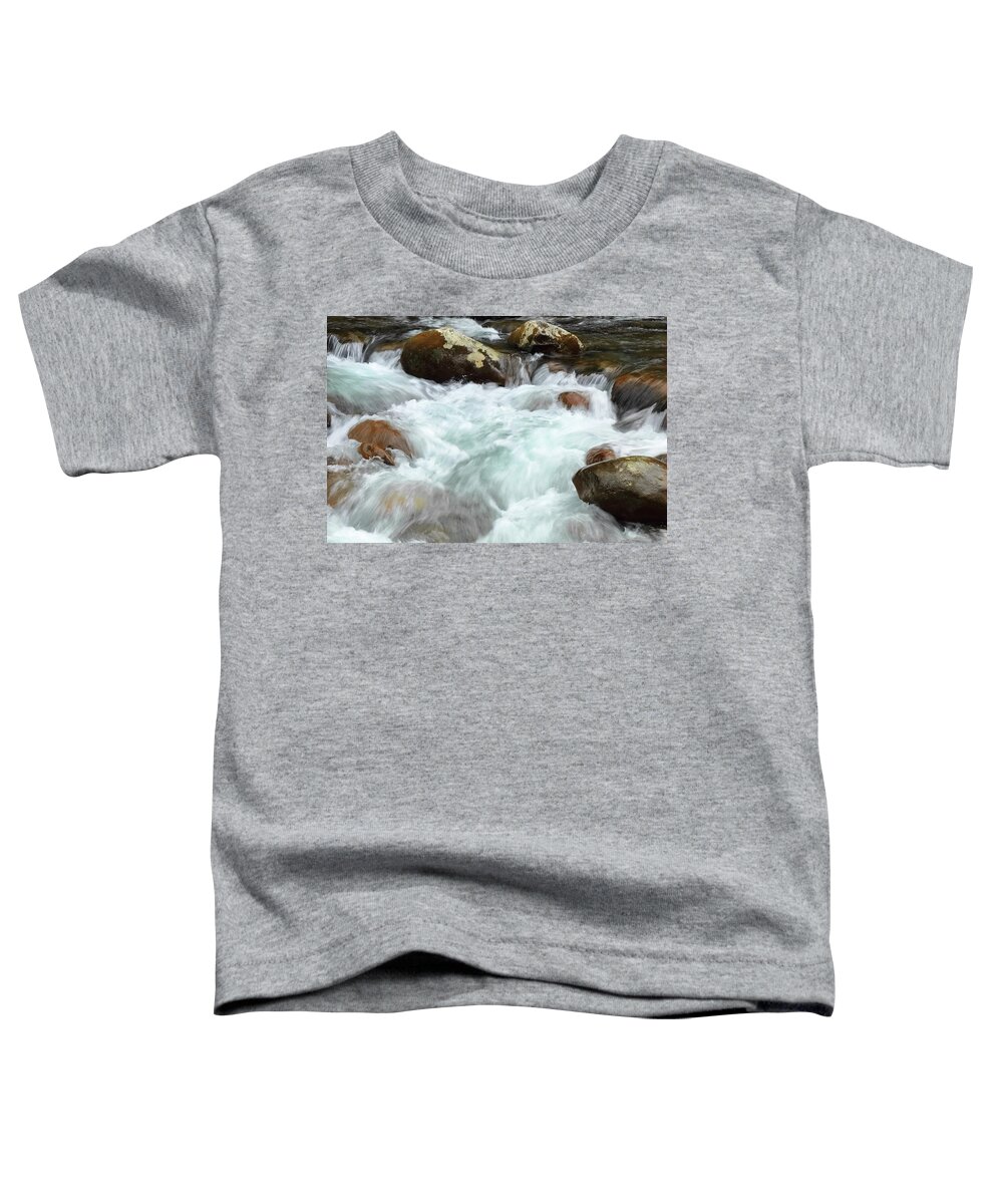 Big Creek Flowing In The Great Smoky Mountains National Park Toddler T-Shirt featuring the photograph Big Creek Overflowing In The Great Smoky Mountains National Park by Carol Montoya