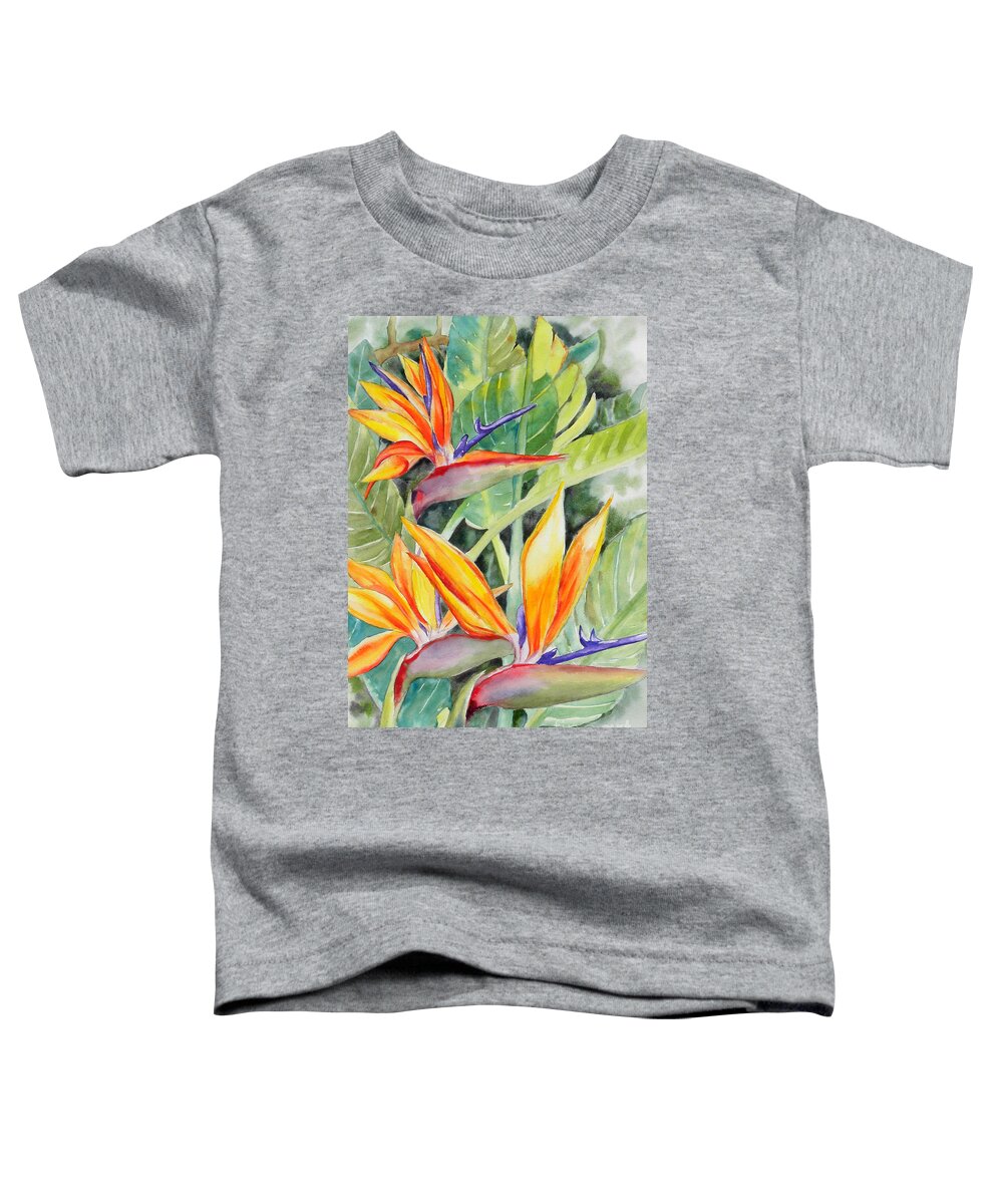 Bird Of Paradise Flowers Toddler T-Shirt featuring the painting Bird of Paradise Flowers by Hilda Vandergriff