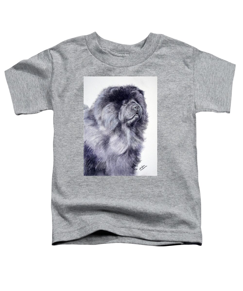 Dog Toddler T-Shirt featuring the painting Black Chow Chow by Christopher Shellhammer