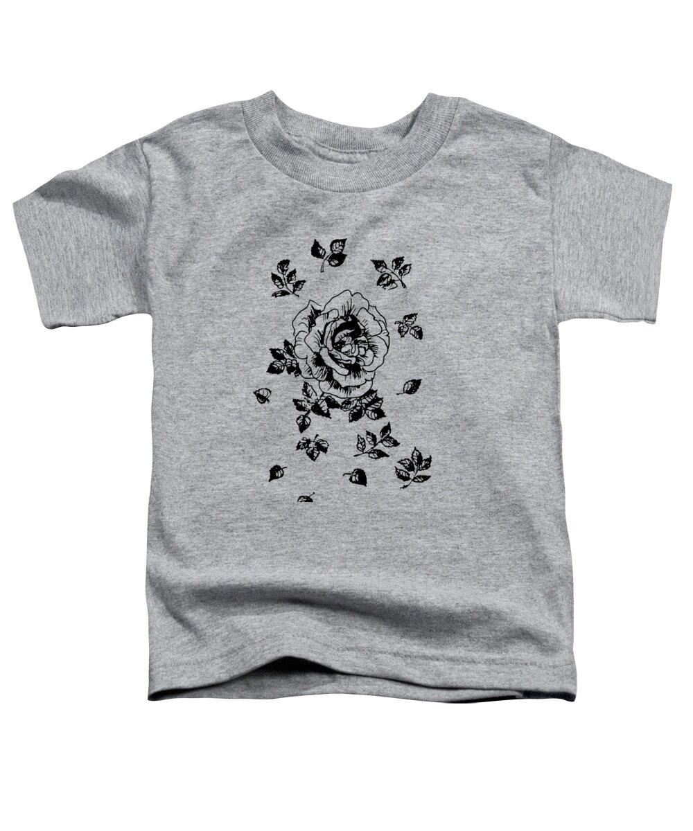 Rose Toddler T-Shirt featuring the drawing Black Graphic Rose by Masha Batkova