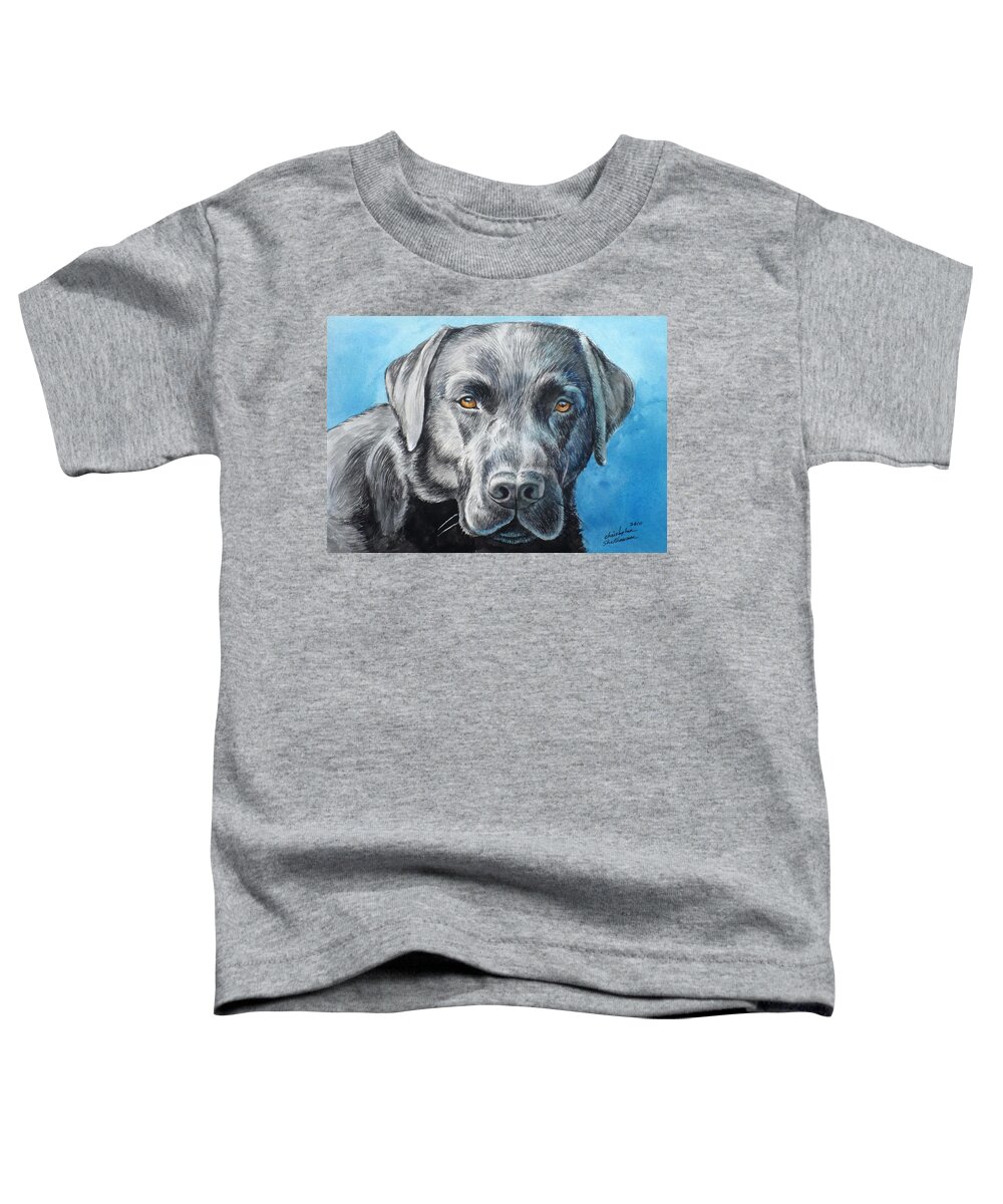 Dog Toddler T-Shirt featuring the painting Black Lab by Christopher Shellhammer