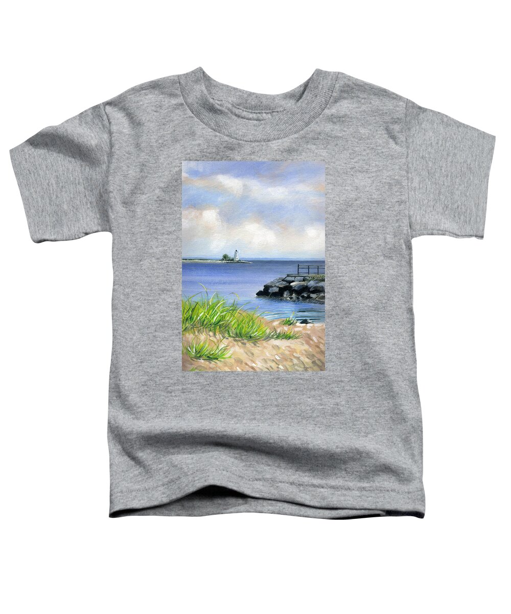 Lighthouse Seascape Toddler T-Shirt featuring the painting Black Rock by John Deecken