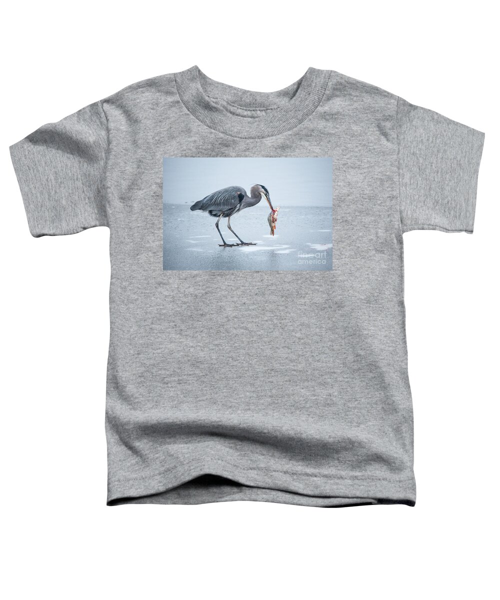 Beak Toddler T-Shirt featuring the photograph Blue Heron Fishing by Bret Barton