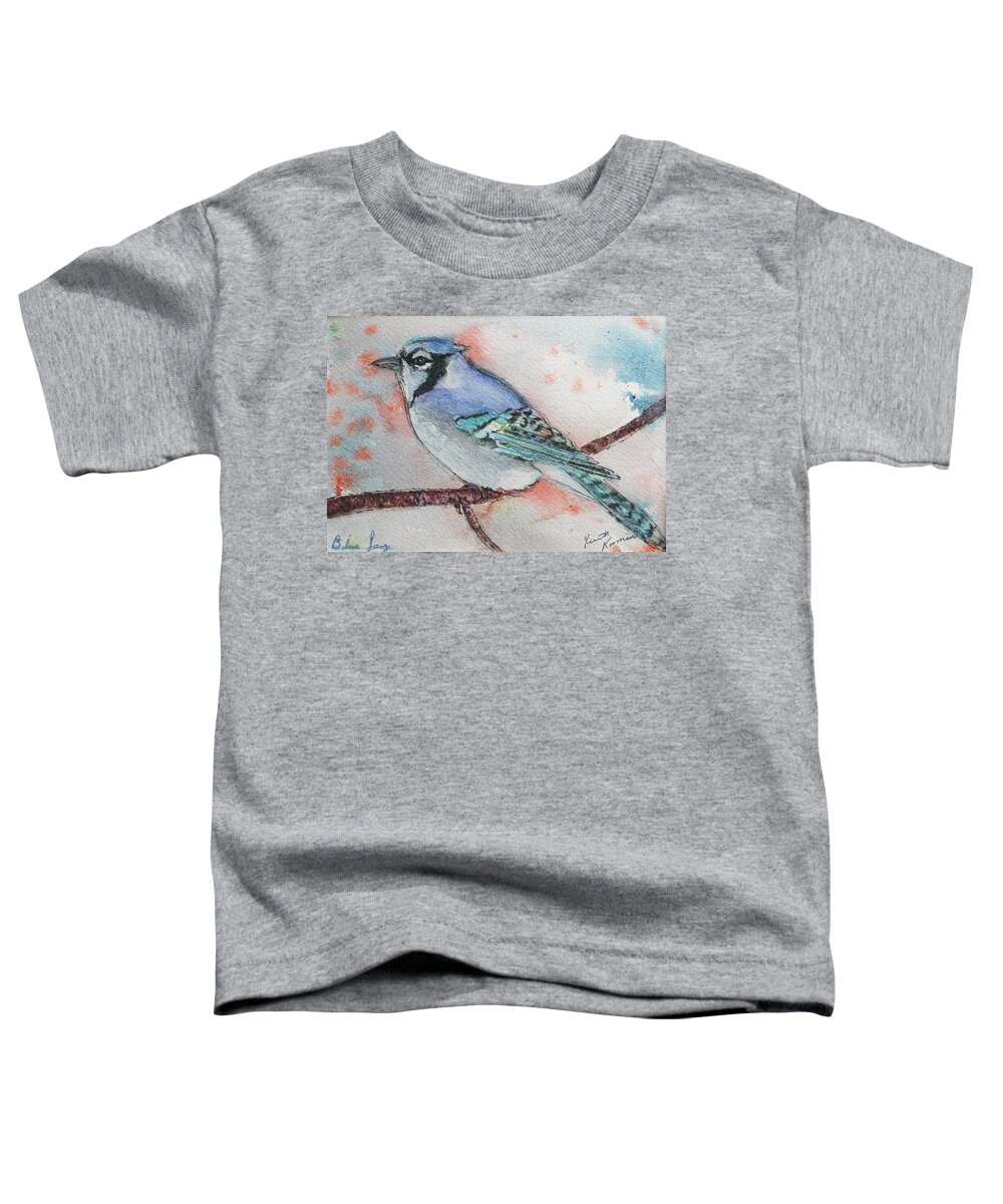 Songbird Toddler T-Shirt featuring the painting Blue Jay by Ruth Kamenev