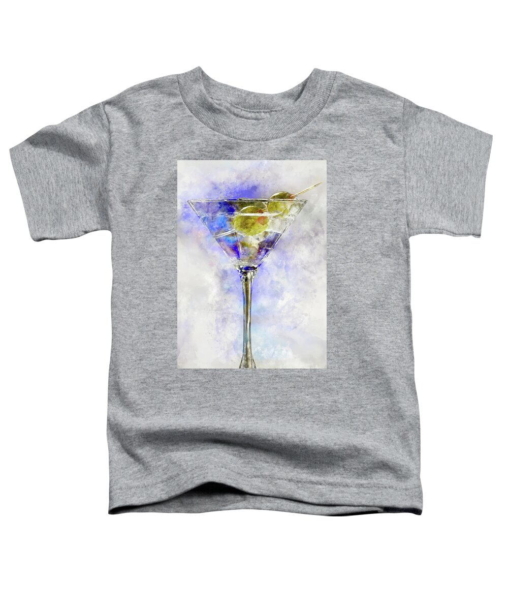 Watercolor Martini Toddler T-Shirt featuring the painting Blue Martini by Jon Neidert