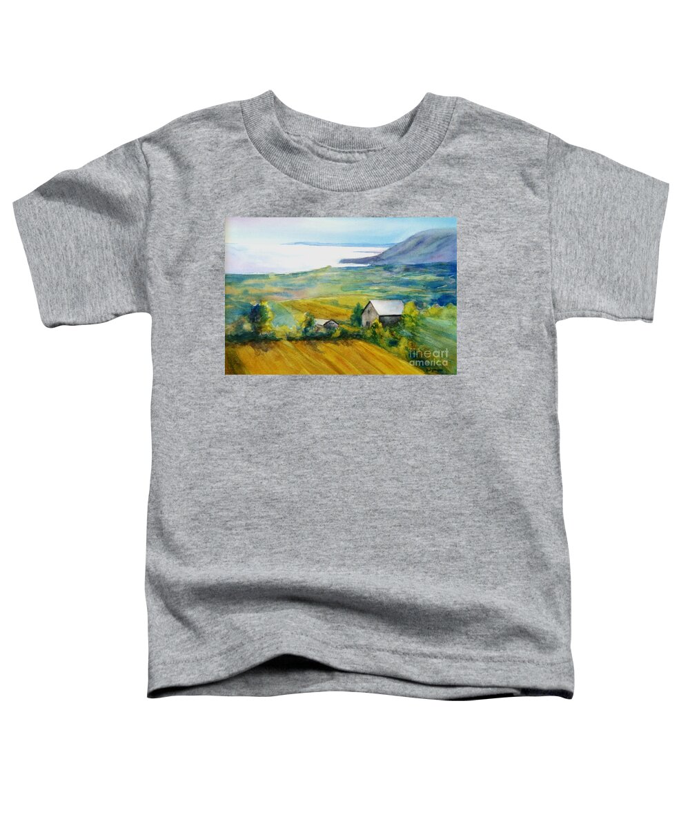 Landscape Toddler T-Shirt featuring the painting Blue Mountain by Petra Burgmann
