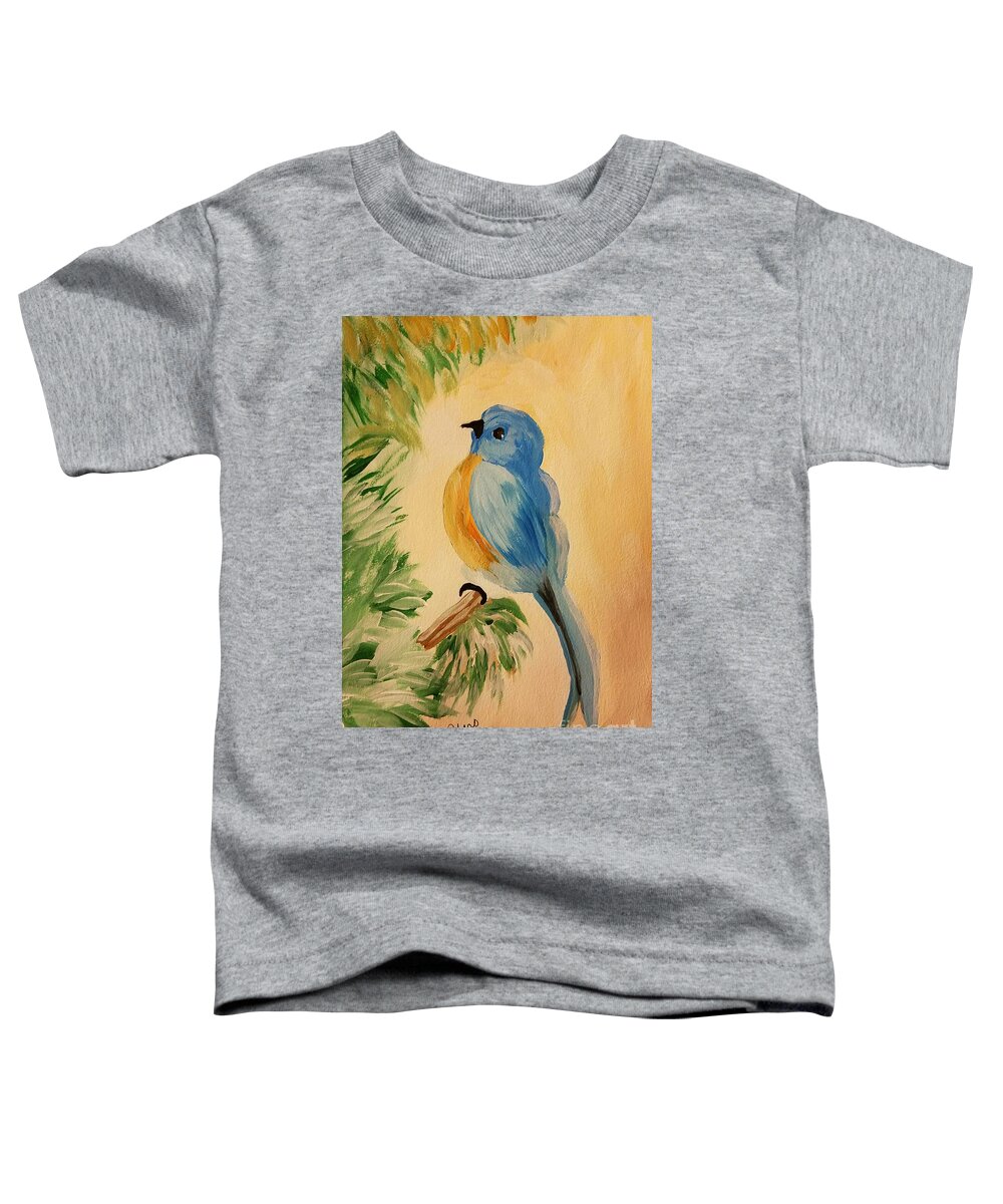 Bluebird Toddler T-Shirt featuring the painting Bluebird by Maria Urso